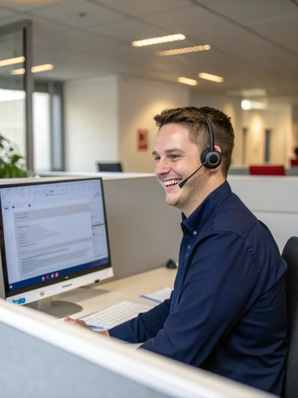 A help desk agent assisting a client remotely, showcasing TechManage's commitment to providing excellent IT support.